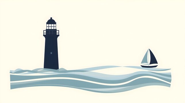 lighthouse in the sea illustration vector
