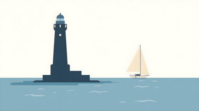 lighthouse in the sea illustration vector