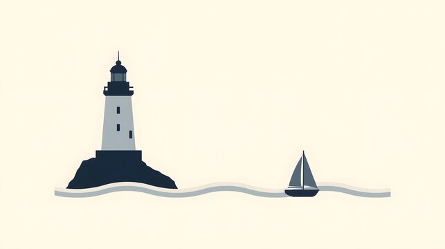 lighthouse in the sea illustration vector