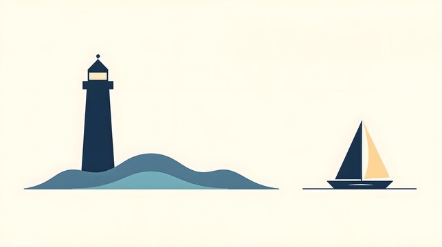 lighthouse in the sea illustration vector