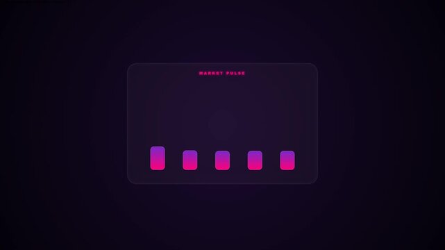 Abstract digital bar chart glowing neon purple and pink on dark background