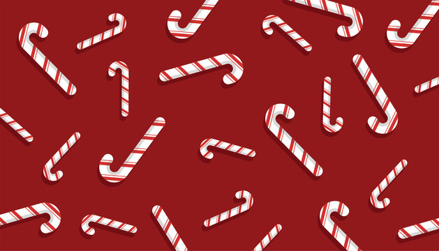 Christmas Vector Background, Abstract Candy Cane Pattern on Ruby background color. Red Candy Cane backgrounds. Vector art