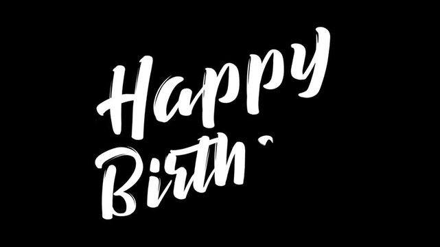 Handwritten Calligraphy Lettering Design Featuring Stylish White Script Text Expressing A Joyful Seasonal Birthday Celebration Greeting Concept
