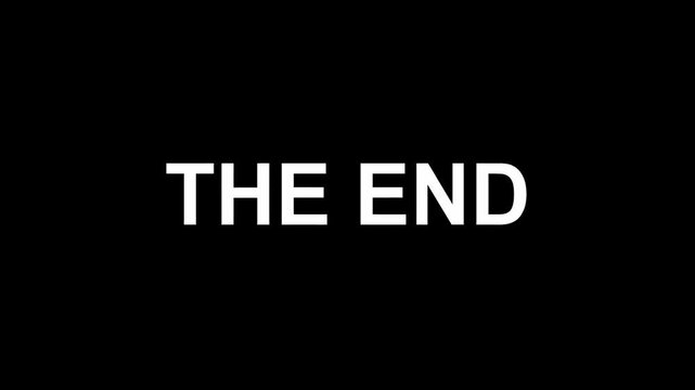 Bold White Serif Typography Displaying The Closing Scene Of A Narrative Motion Picture Against A Minimalist Deep Black Background