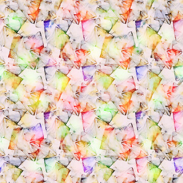 Geometric pattern of colorful watercolor squares and shapes with abstract shapes mosaic pattern artistic background seamless design watercolor tex