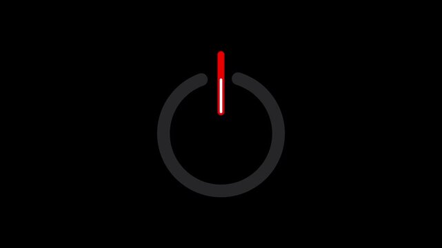 Power button icon isolated on black background. Start sign. 4K Video, Power button icon isolated on black background for start or shut down control minimalist style. power reset button sign animation.