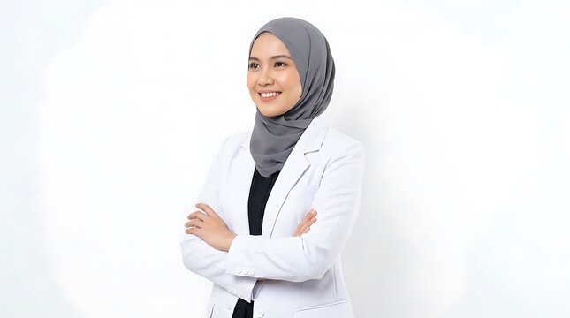 Smiling female doctor wearing a hijab