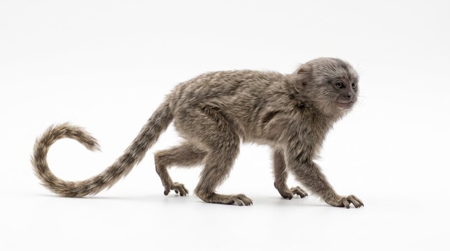 Small marmoset monkey walking