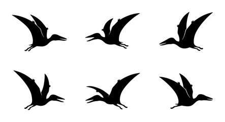 Pterodactyl Flying Sequence, Dinosaur Silhouette Animation Frames, Prehistoric Creature Motion Graphics © Dev
