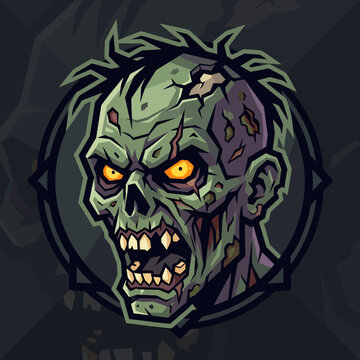 Terrifying Undead Zombie Monster Head Mascot Vector Illustration for Horror Gaming Logo and Avatar