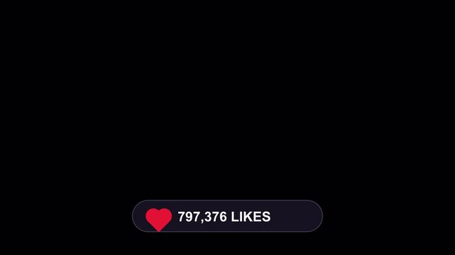 Horizontal Minimalist Social Media Like Pill Badge with Live Odometer Counter and Pulsing Heart Animation 10 Seconds Loop in 4K UHD