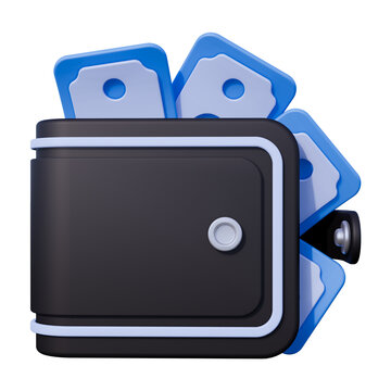 Wallet and Cash Money 3D Icon