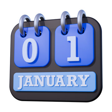 Calendar 01 January 3D Icon