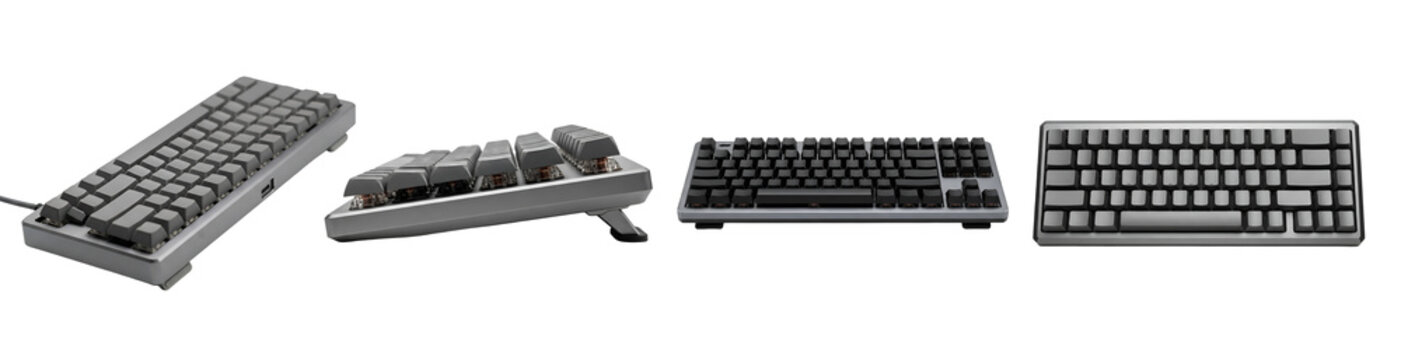 Four different keyboards on transparent background