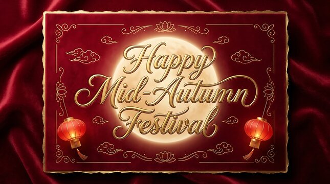 Celebrating the mid autumn festival a radiant full moon and traditional chinese cultural elements