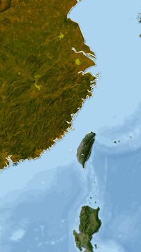 China and Taiwan Geopolitical Map Animation Highlighting Regional Geography