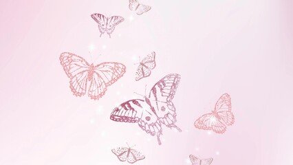 Soft pink background with delicate butterflies in a graceful floral pattern © Rawpixel.com
