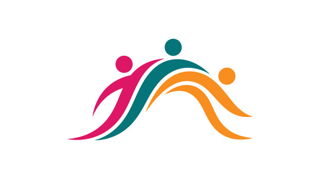 Colorful abstract people icons representing teamwork community unity and cooperation in a vibrant modern minimalist style