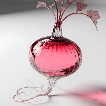 spicy pink glass radish in c4d high definition soft