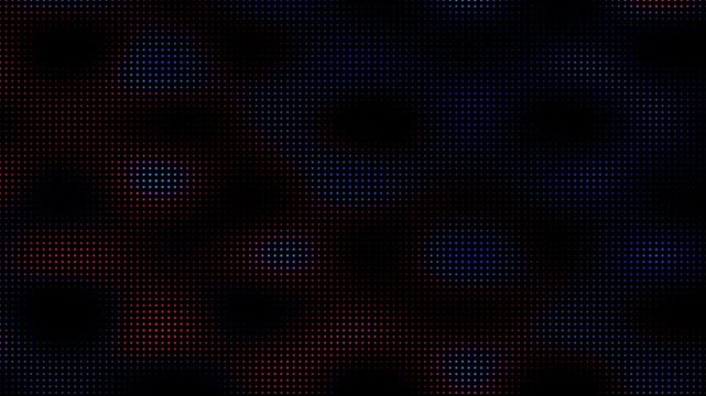 Abstract dark background with glowing blue and red halftone dots pattern creating a modern digital tech texture for graphic design projects 4k Motion Video