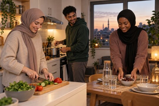 University Students Preparing Ramadan Iftar Together