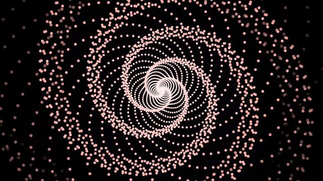 Abstract white spiral made of glowing dots forming a swirling galaxy pattern on a deep black background for modern digital technology and science related graphic designs 4k Motion Video
