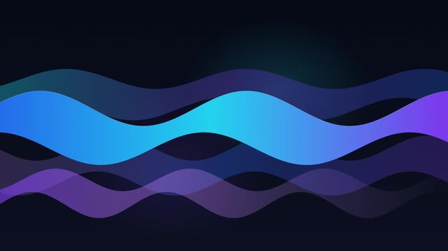 Premium abstract motion background featuring smooth flowing gradient wave ribbons with layered depth, elegant color blending, and clean copy space. Ideal for corporate videos, presentations, technolog