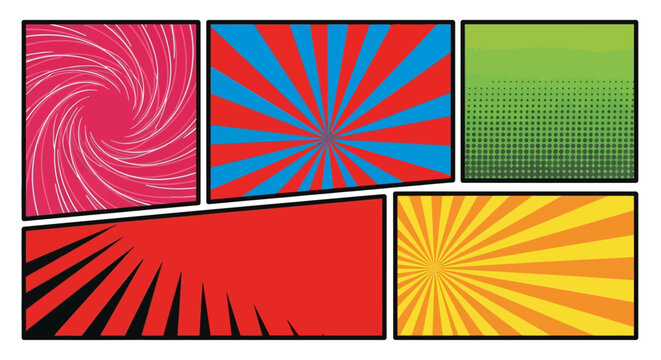 Comic book panel layout template for graphic novels and manga, featuring empty frame borders for storyboard design, sequential art projects, and creative visual storytelling.