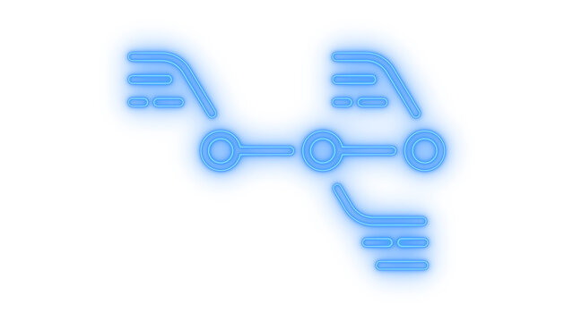 Colorful neon icon representing git branch repository timeline version control system workflow nodes process roadmap infographic isolated on transparent background vector illustration