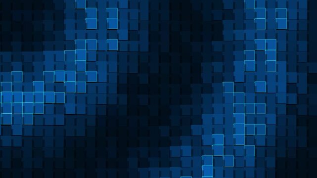 Abstract blue pixel grid digital wave motion background footage