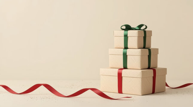 Gift box present ribbon holiday stack of gifts