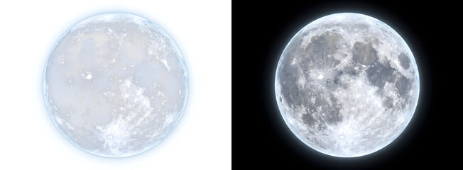 Realistic full moon lunar surface with detailed craters and maria perfect for astronomy designs including PNG, Transparent and Black Background Versions © Crafter