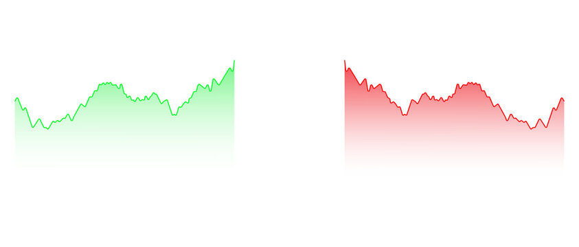 Comparative line graph showing green growth versus red decline with comparative chart data comparison stock market financial trends business analysis data visualization market performance