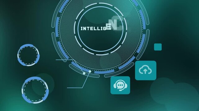Artificial Intelligence and Intelligent Computing Network with Futuristic Circular HUD Interface.