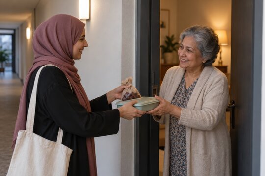 Neighbor Delivering Ramadan Iftar Meal