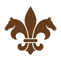 Brown horse head fleur de lis symbol logo icon © Perry