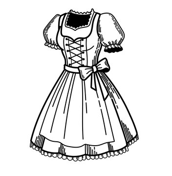 Traditional Bavarian Dirndl Dress Oktoberfest Illustration