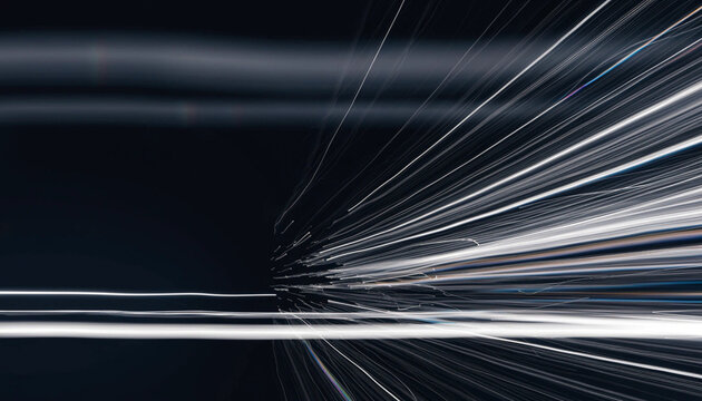 Abstract light streak motion blur speed futuristic dynamic energy technology night black background photorealistic conceptual visualization extreme digital