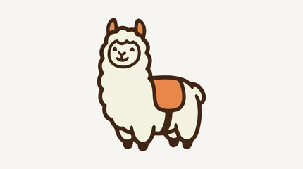 Fototapeta premium Charming cartoon illustration of a smiling llama with a saddle, perfect for whimsical designs and playful branding
