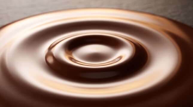 Dark chocolate drop creating silky liquid rings