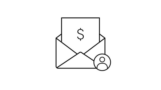 Salary Income Icon Animation with Email Box and Dollar Sign, 4K Finance Stock Video for Business Projects Use
