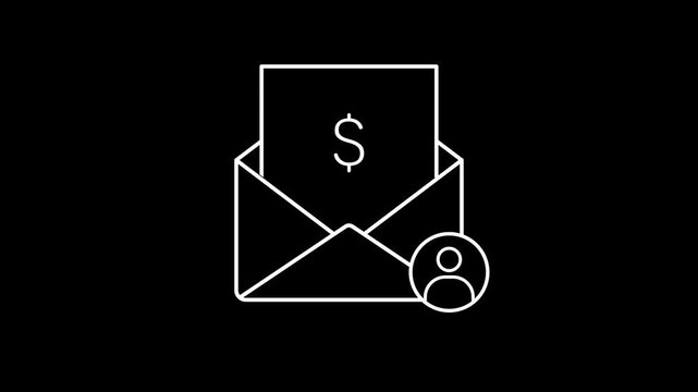 Salary Income Icon Animation with Email Box and Dollar Sign, 4K Finance Stock Video for Business Projects Use