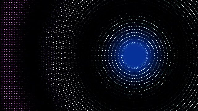 Abstract blue light glowing circle pattern with digital technology effect on dark background 4k Motion Video