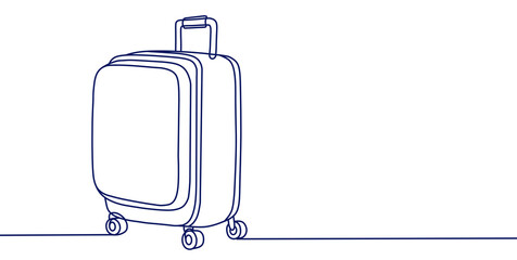 Line art illustration of a suitcase for travel and vacation, a travel themed design © SasubuArt