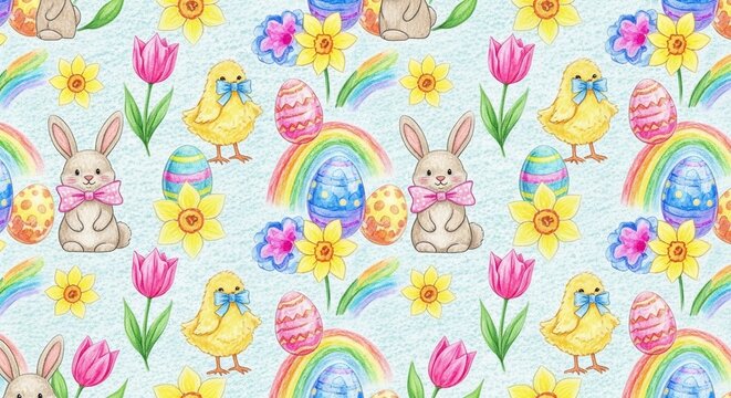 Hues of Spring: A Whimsical Easter Canvas
