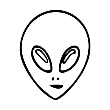 classic alien head line art vector illustration