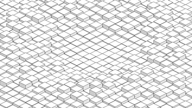 Abstract white geometric cube grid pattern background footage