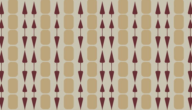 Monotonous pattern of vertical double ended arrows and gold rectangles on a light grey background for wallpaper.