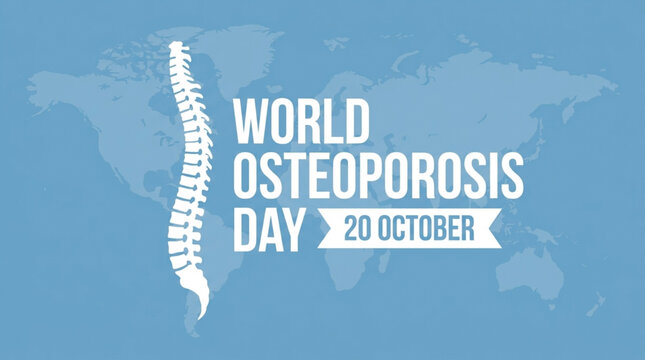 World Osteoporosis Day vector poster featuring spine illustration and healthy living symbols