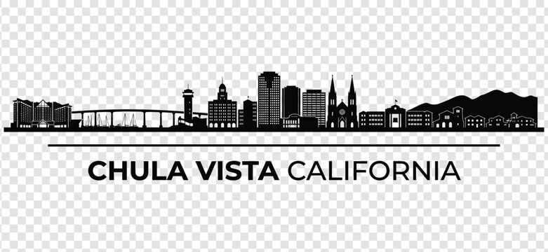 Chula vista california skyline silhouette